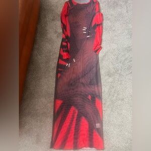 Sheer Red and Black Dress